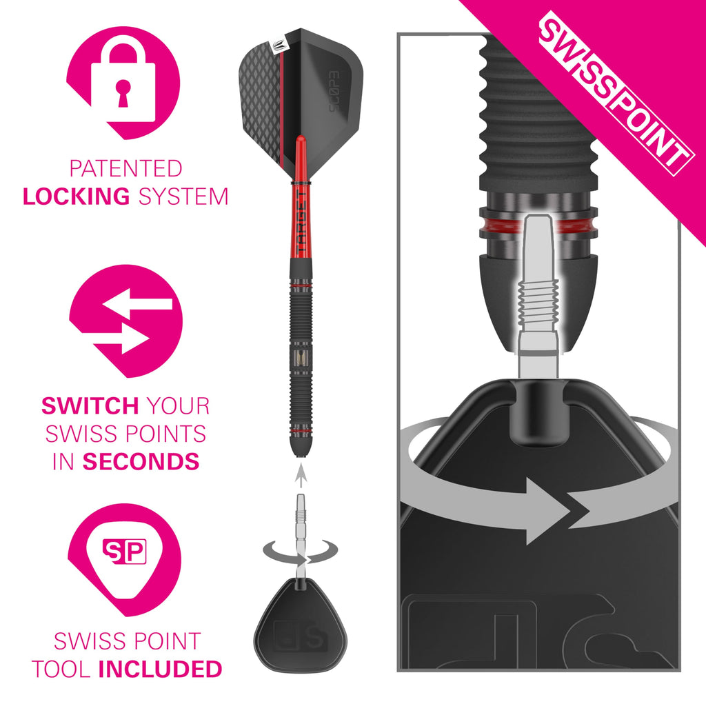 Target Darts Scope 01 Steel Tip Swiss Point Darts - 90% Tungsten 22g