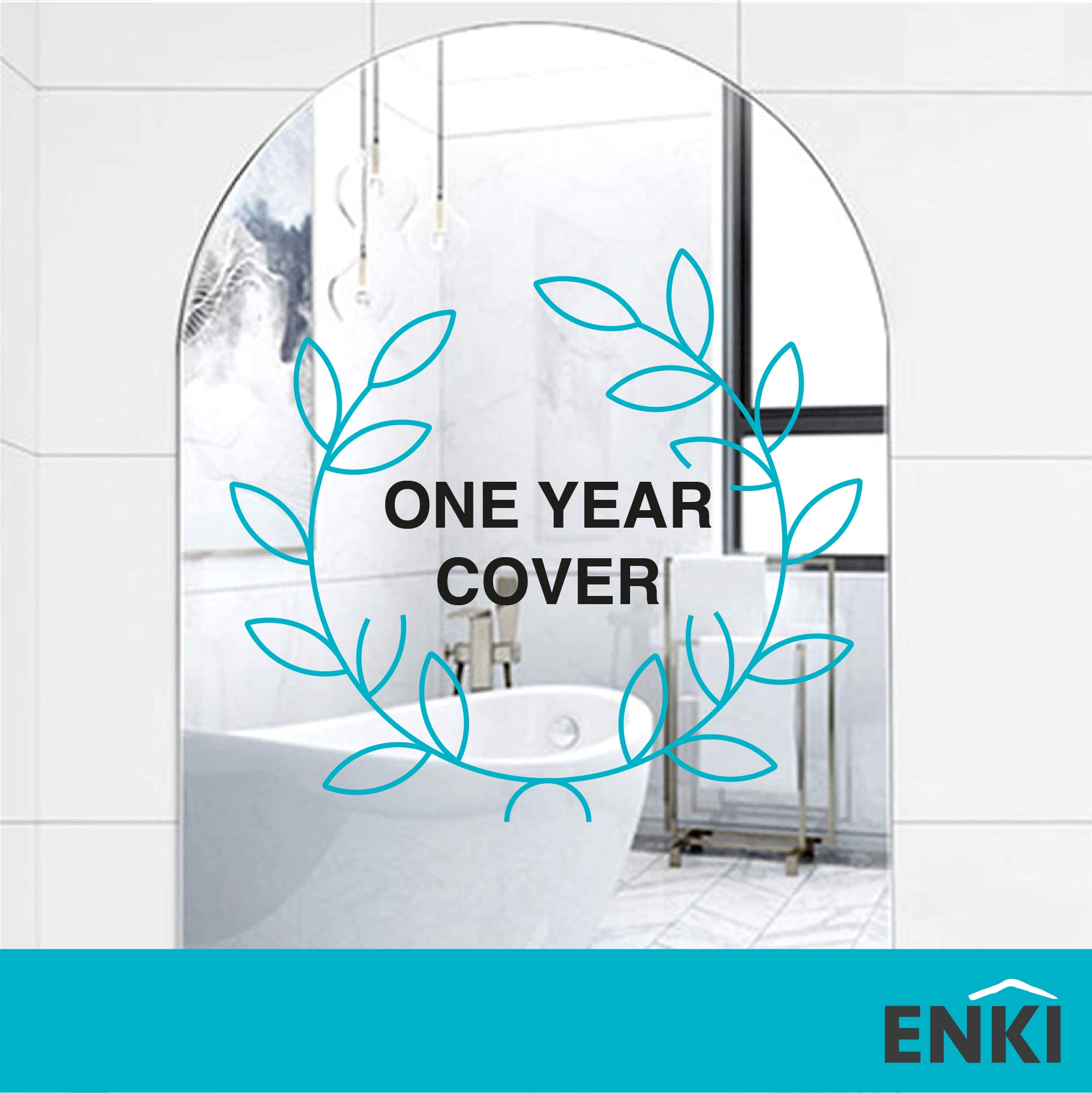 ENKI Horizon Frameless Arched Wall Mirror | Polished Glass 40x60cm
