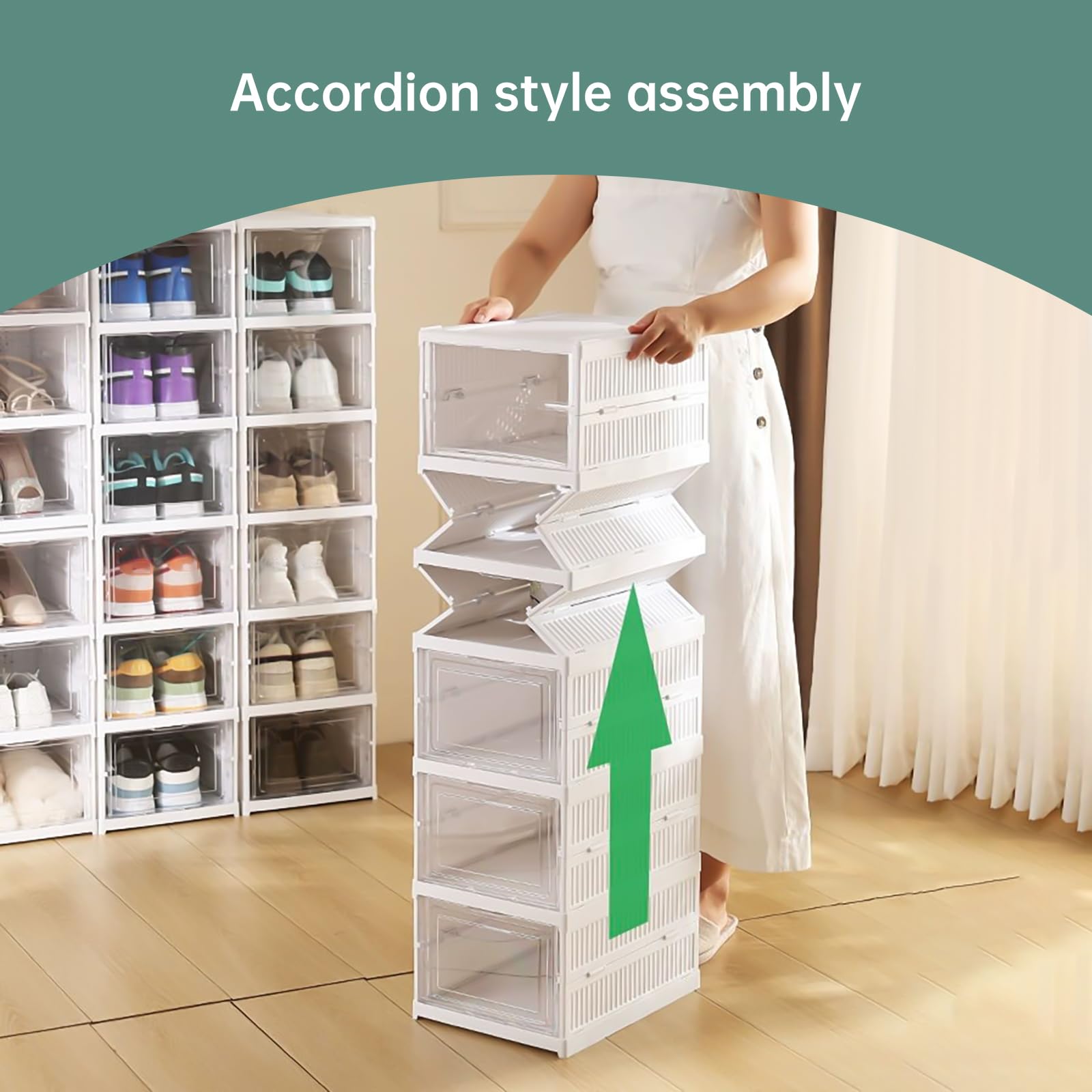 12PCS Stackable Shoe Storage Box | Clear Magnetic Foldable