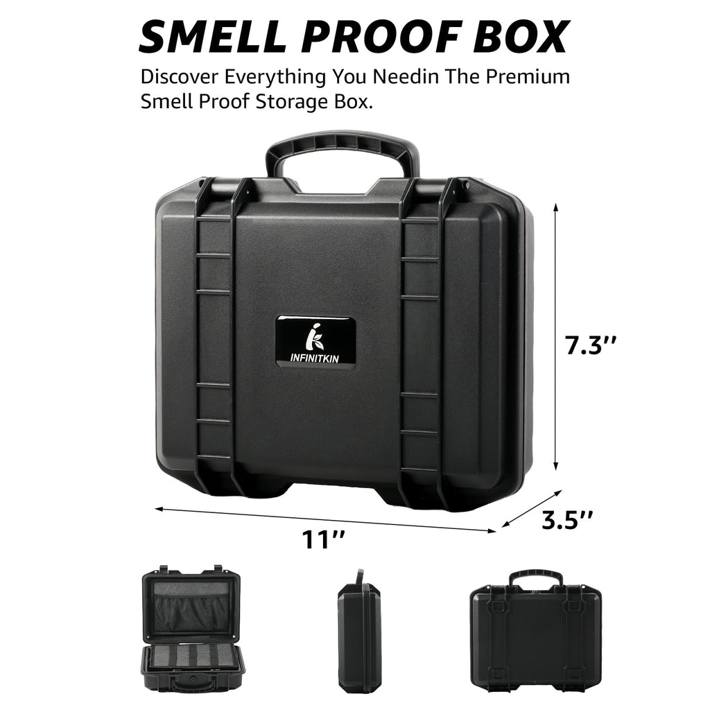 INFINITKIN Smell Proof Box, Large Airtight Stash Box with Combination Lock – Waterproof & Durable Smell Proof Container for Travel & Home