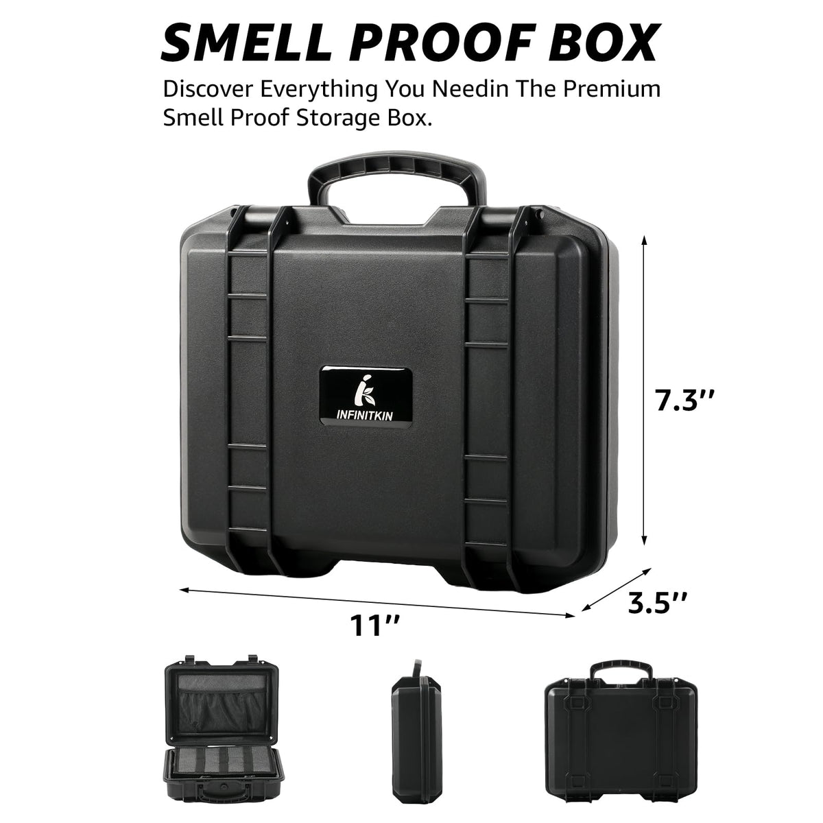INFINITKIN Smell Proof Box, Large Airtight Stash Box with Combination Lock – Waterproof & Durable Smell Proof Container for Travel & Home