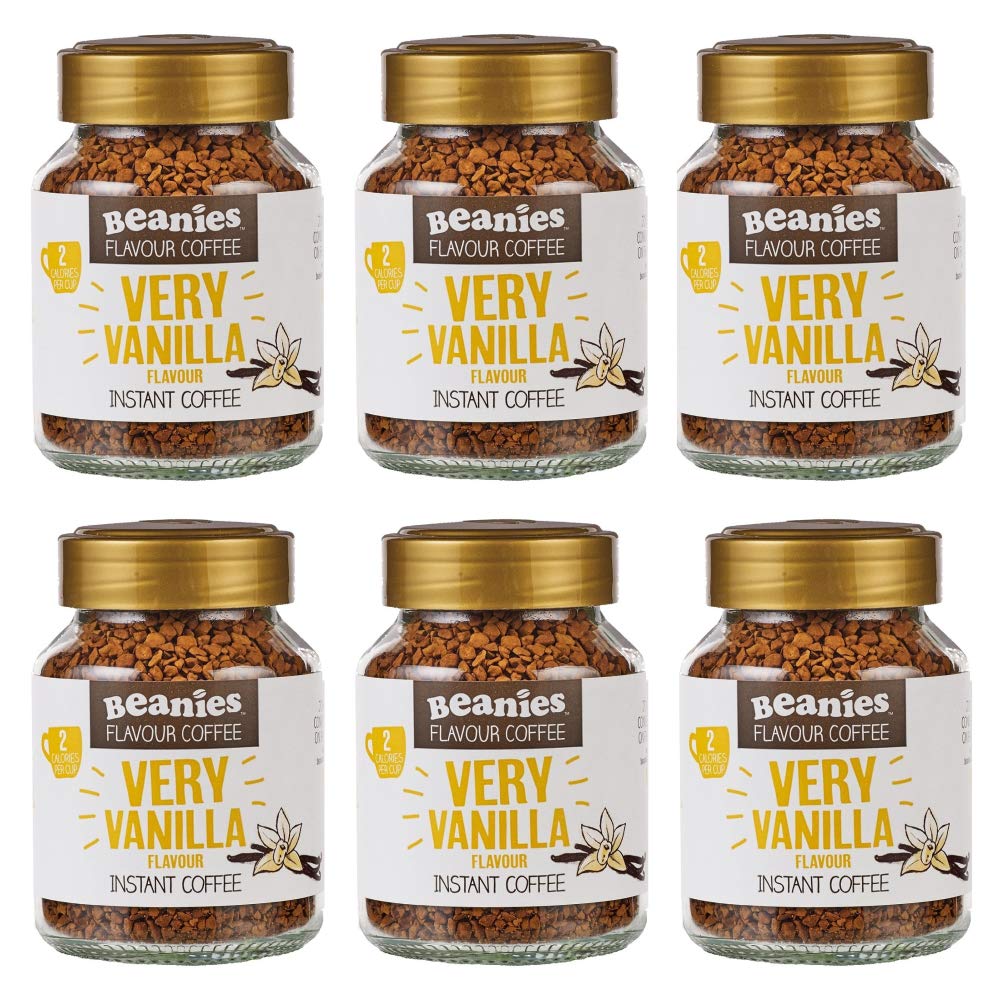 Beanies Very Vanilla Flavoured Instant Coffee - 6 x 50g Jars Bulk Pack