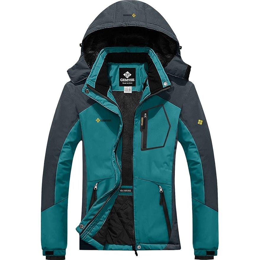 GEMYSE Women's Waterproof Ski Jacket | Fleece Lined Winter Coat - XL