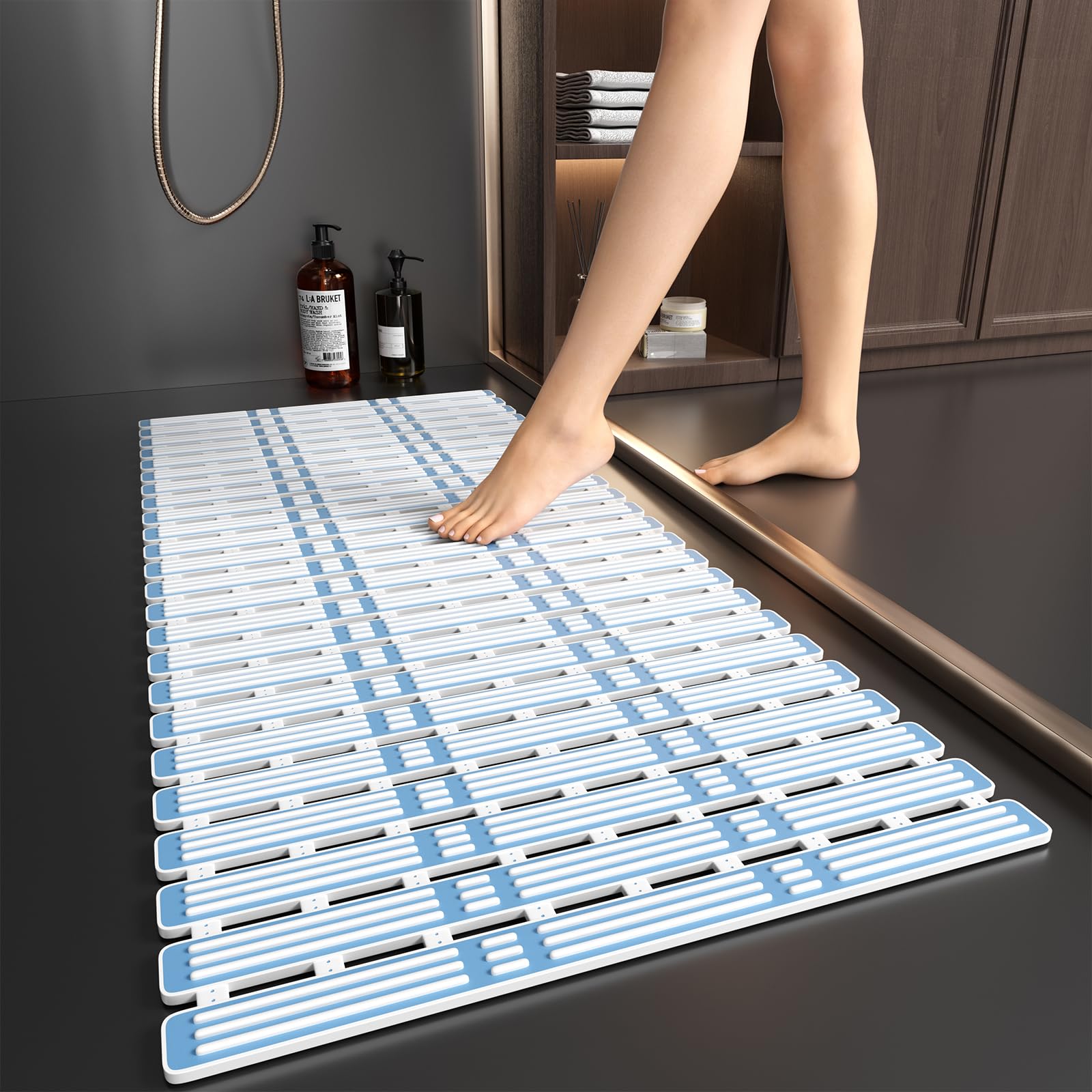 XIYUNTE Non Slip Bath Mat – 90x40cm Extra Long Anti Mould Rubber Shower Mat