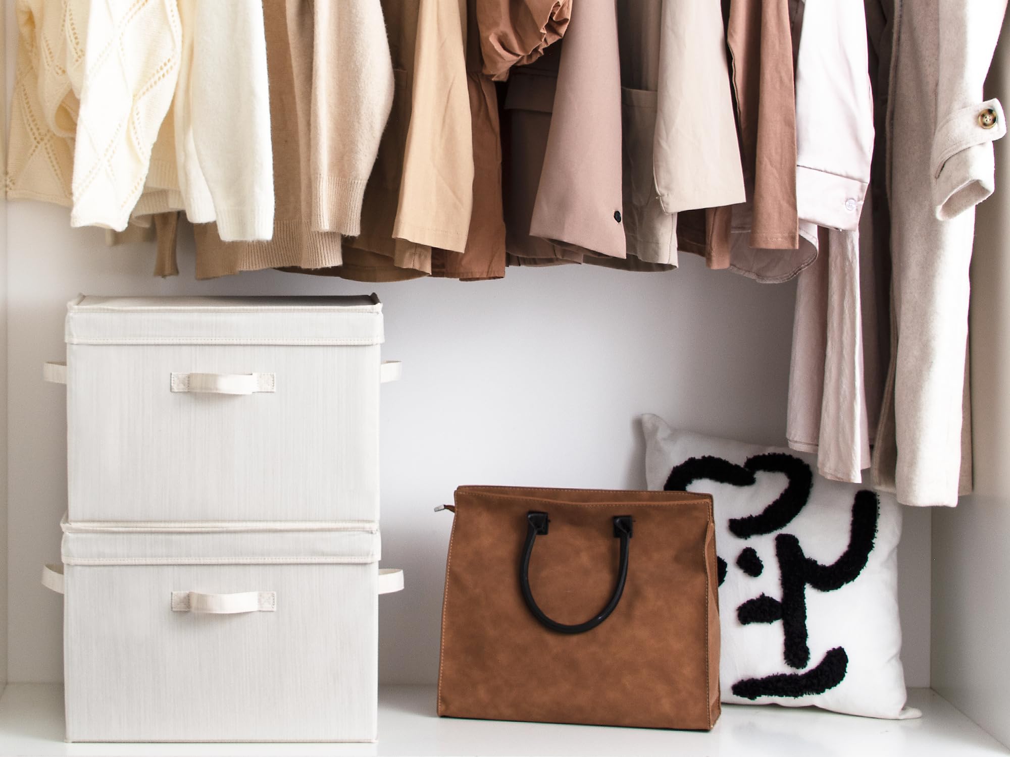 StorageWorks Fabric Closet Storage Bins with Lids – Jumbo 2-Pack, Beige