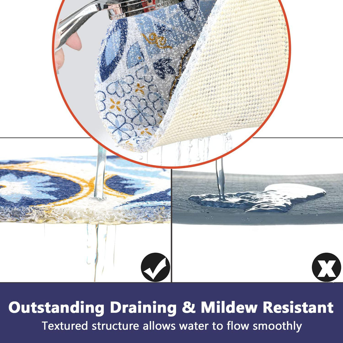 Shower Mat Non Slip : Shower Mats for Inside Shower - 60 x 60 cm Square Bath Mat Anti Mould for Inside Bath - image 3