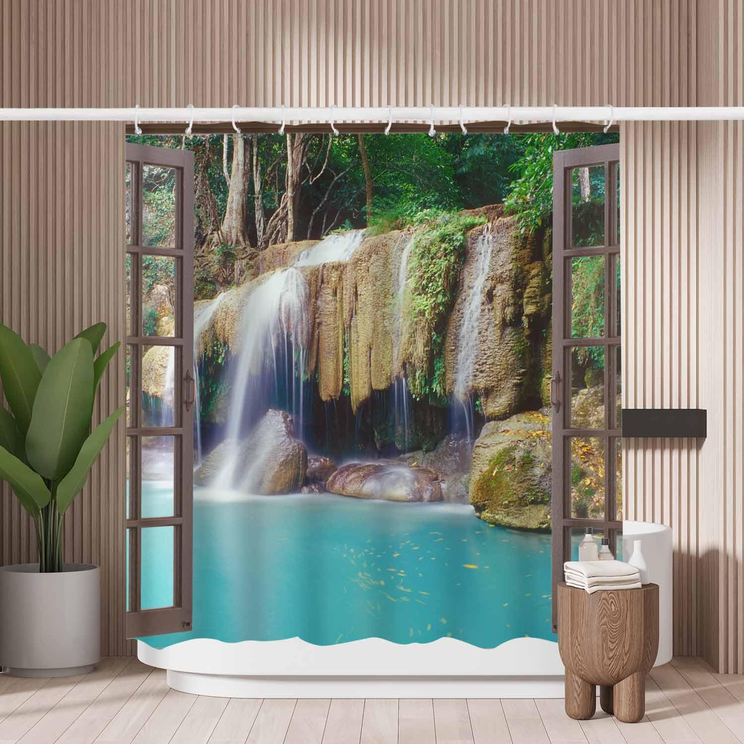 Jungle Waterfall Shower Curtain – Mold Resistant Polyester