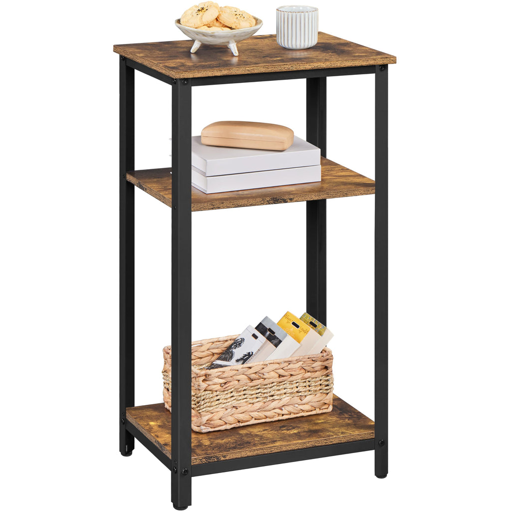 Yaheetech Tall 3-Tier Side Table, Steel Frame, Rustic Brown - image 1