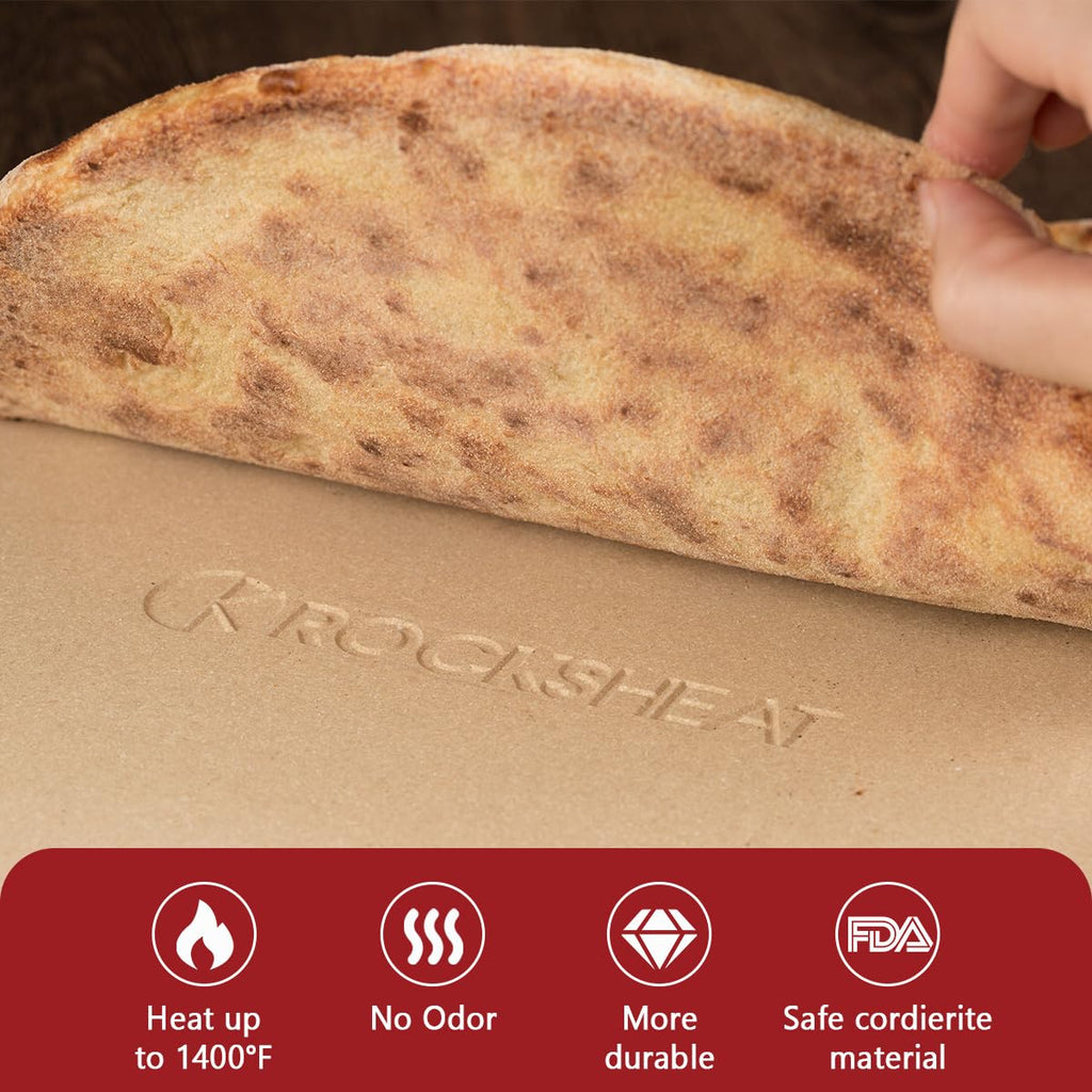 ROCKSHEAT 16 Inch Round Cordierite Pizza Stone for Oven and Grill