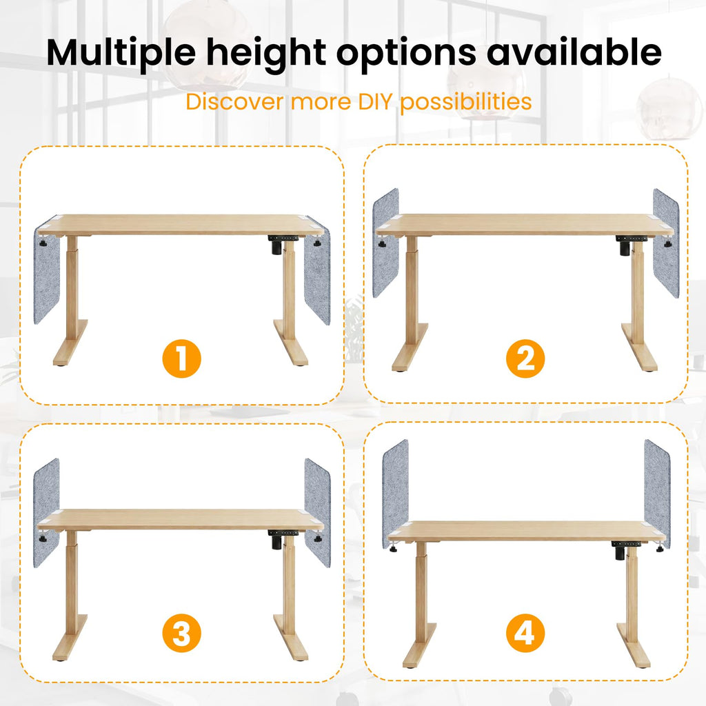 sturion 2-Pack Felt Desk Dividers, Clamp-On Panels, 60 x 60 cm, Light Grey