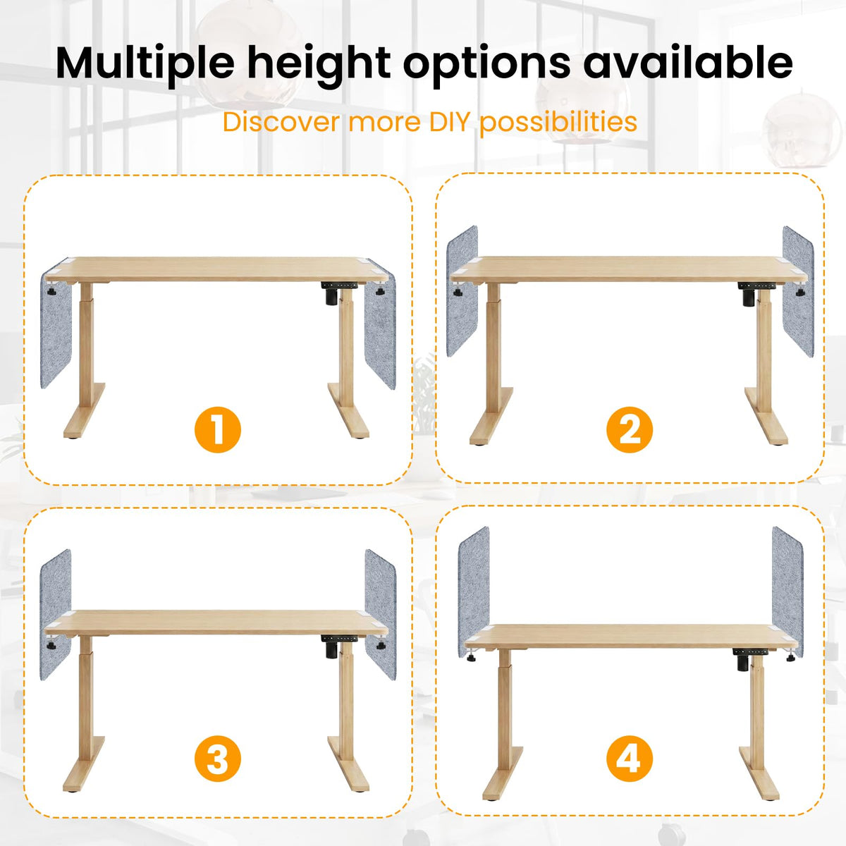 sturion 2-Pack Felt Desk Dividers, Clamp-On Panels, 60 x 60 cm, Light Grey