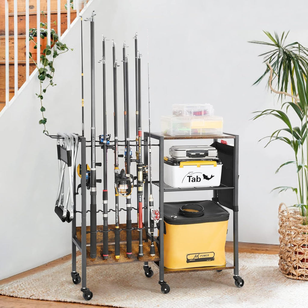 Massive Discounts Fishing Rod Holder - 12 Rod Steel Tackle Cart