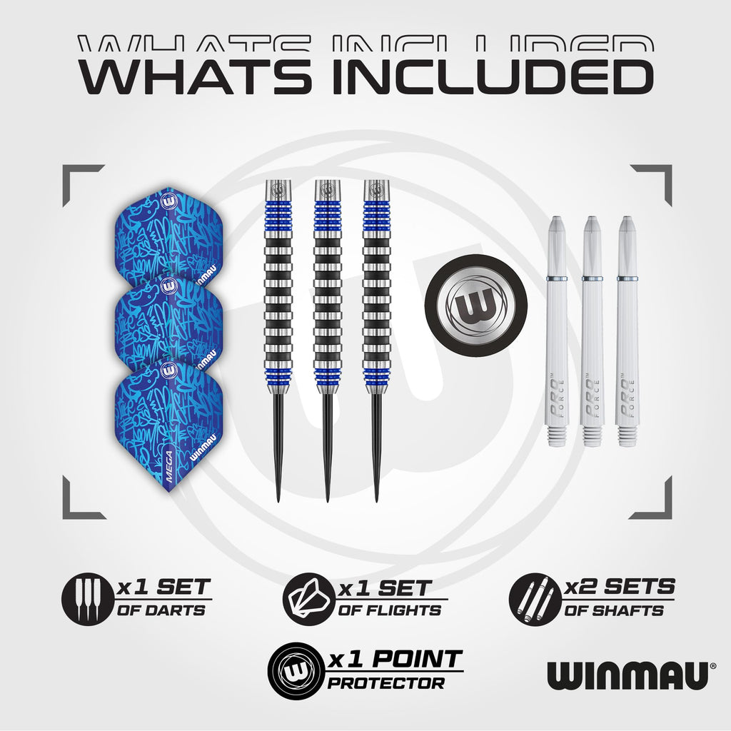 Winmau Advance 500 Series 90% Tungsten Steeltip Darts - Blue 24g