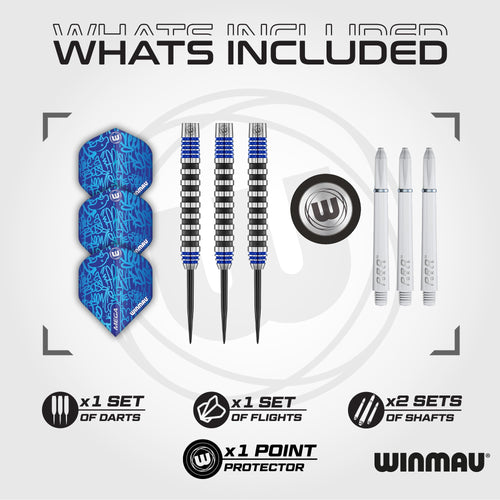Winmau Advance 500 Series 90% Tungsten Steeltip Darts - Blue 26g
