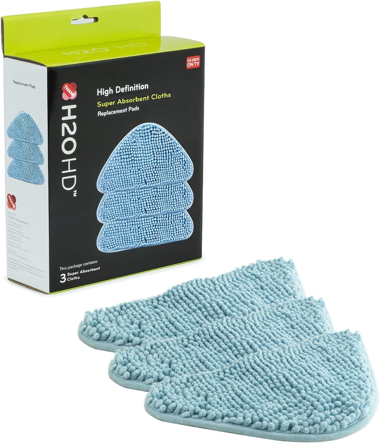 H2O HD Microfibre Super Absorbent Cloths - Steam Mop Pads (Pack of 3)