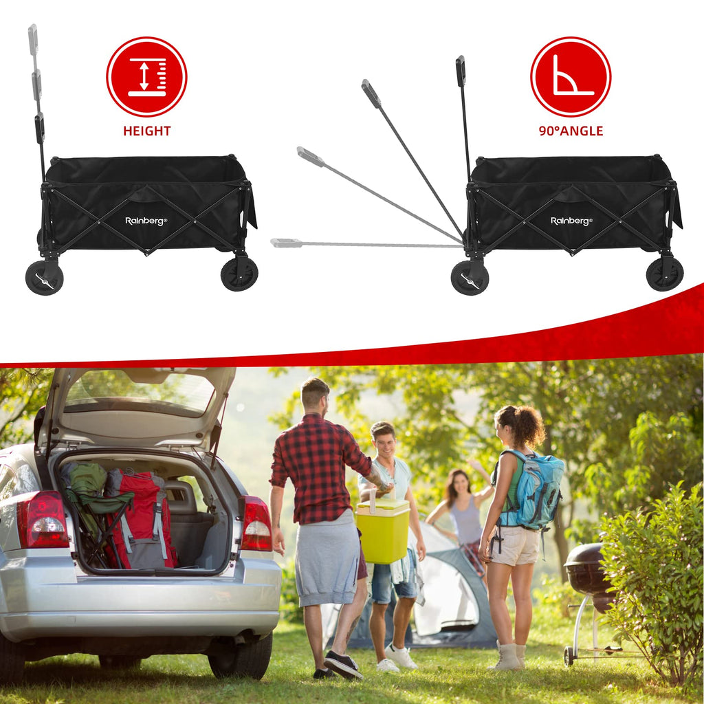 Rainberg 2-in-1 Folding Camping Wagon with Table Top | 120kg Capacity