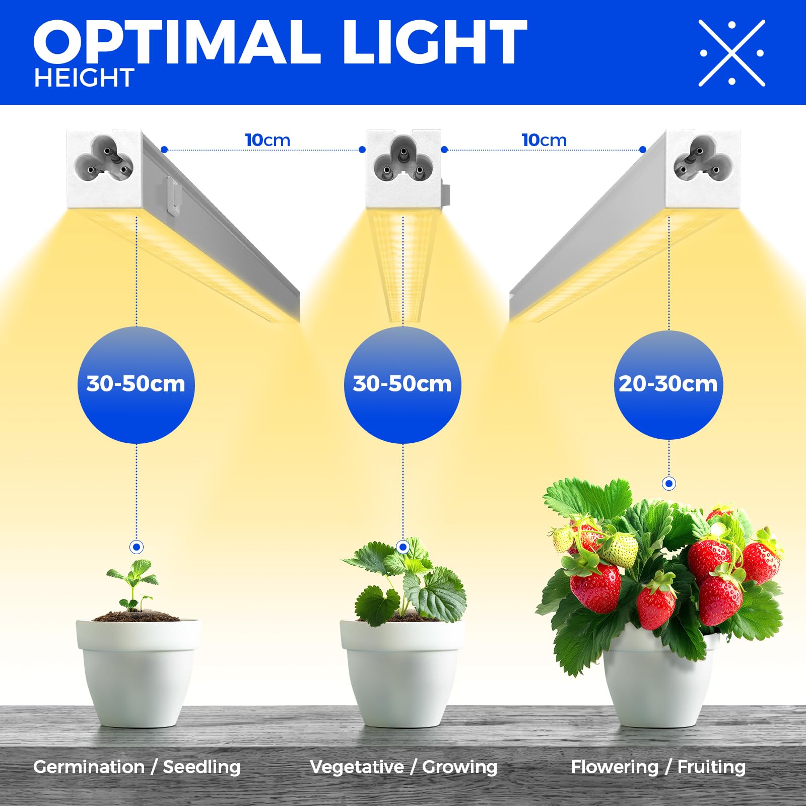 Barrina T5 1FT LED Grow Lights | Full Spectrum Yellow Plant Strips, 6-Pack