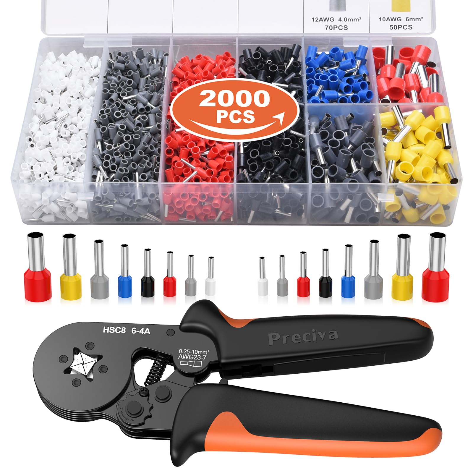 Preciva Wire Crimping Tool Set with 2000 Ferrules – Ratchet Design