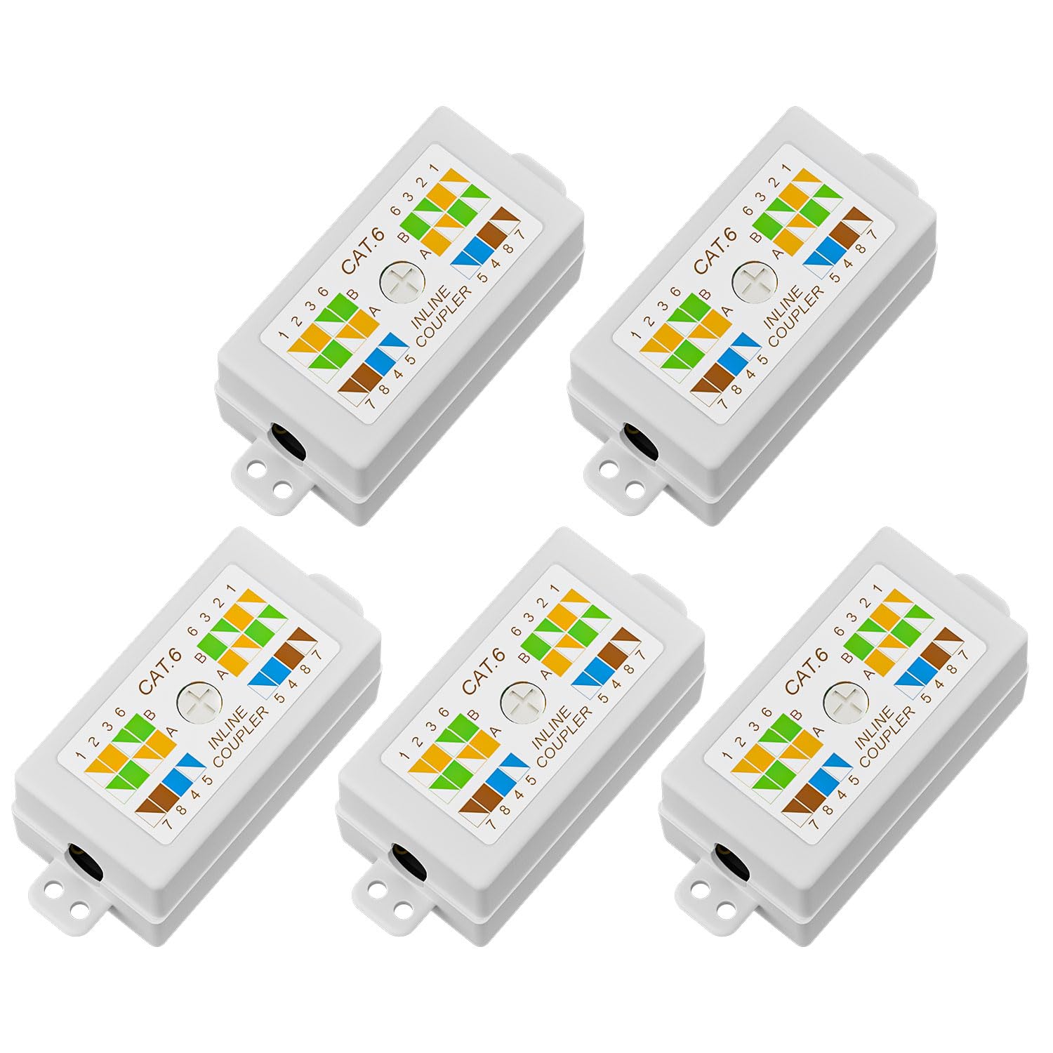 Cat6 RJ45 Junction Box – Inline Punchdown Joiner, 5-Pack