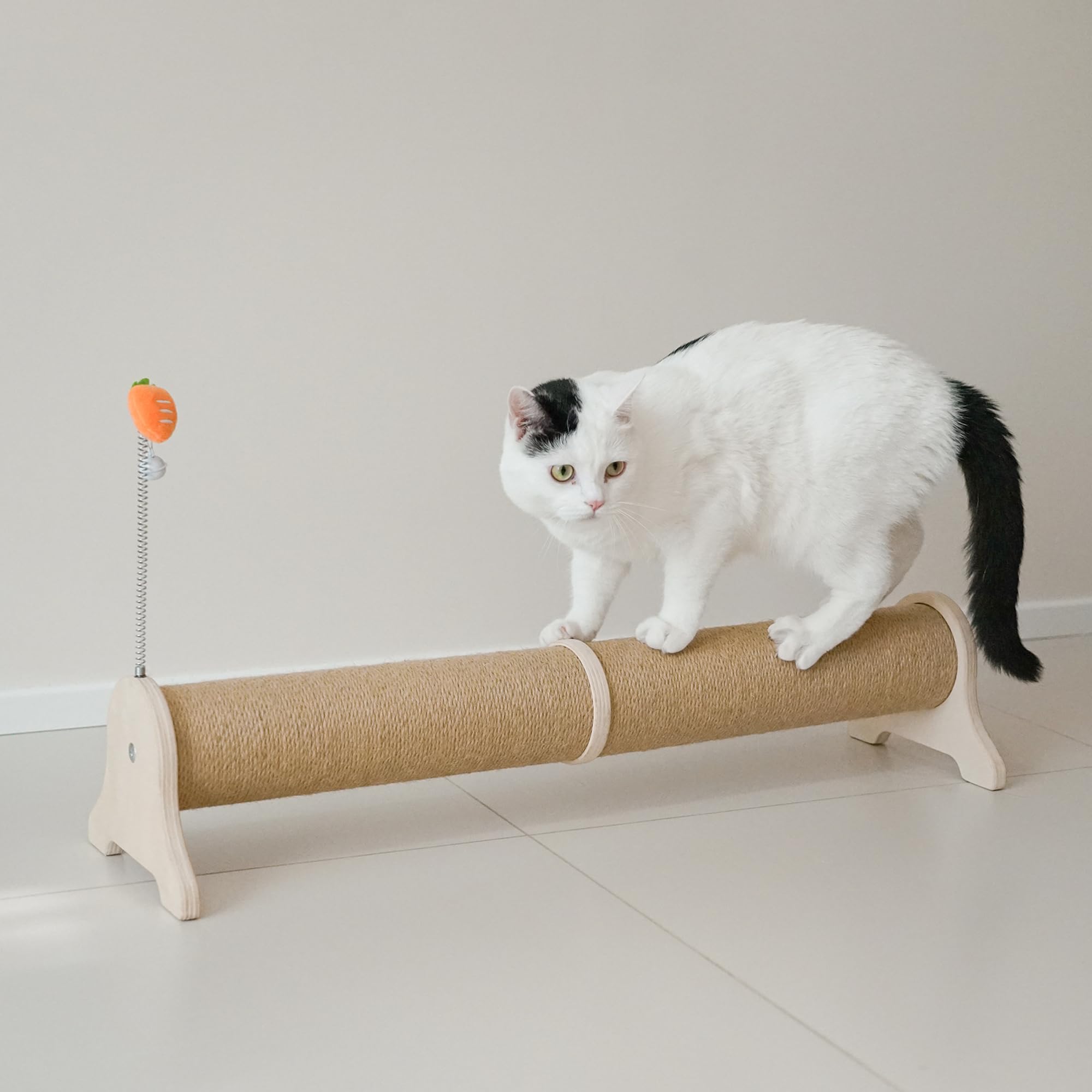 Horizontal Cat Scratching Post | 30" Sisal Scratcher with Toy