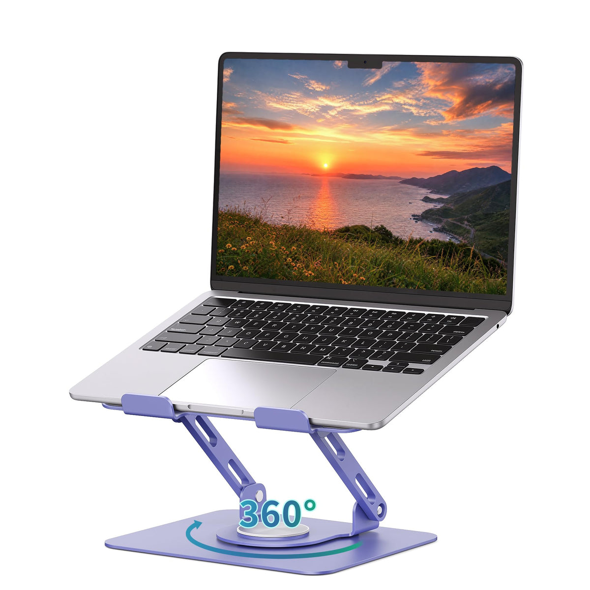 SOUNDANCE Laptop Stand with 360° Rotating Base, Ergonomic Computer Riser for Desk, Adjutable Height Muti-Angle, Foldable Laptop Mount - image 1
