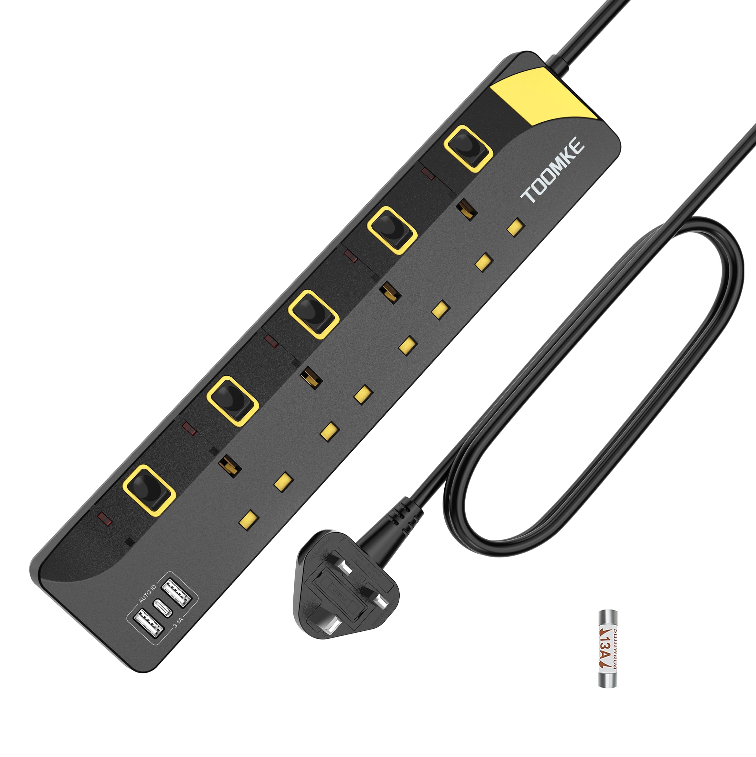 Jolof Store 4 Way Extension Lead with Individual Switches & 3 USB – 8M