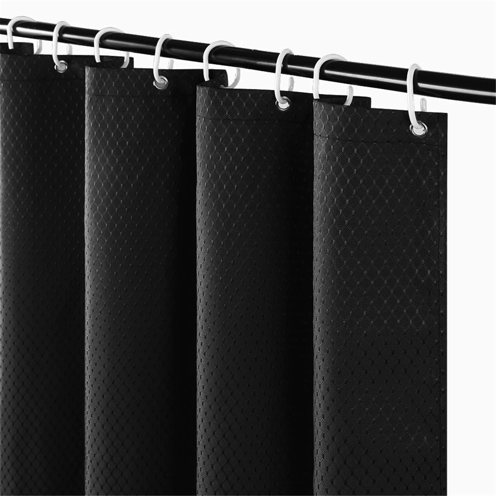 Furlinic Waterproof Polyester Shower Curtain – Black Honeycomb, 71x71"
