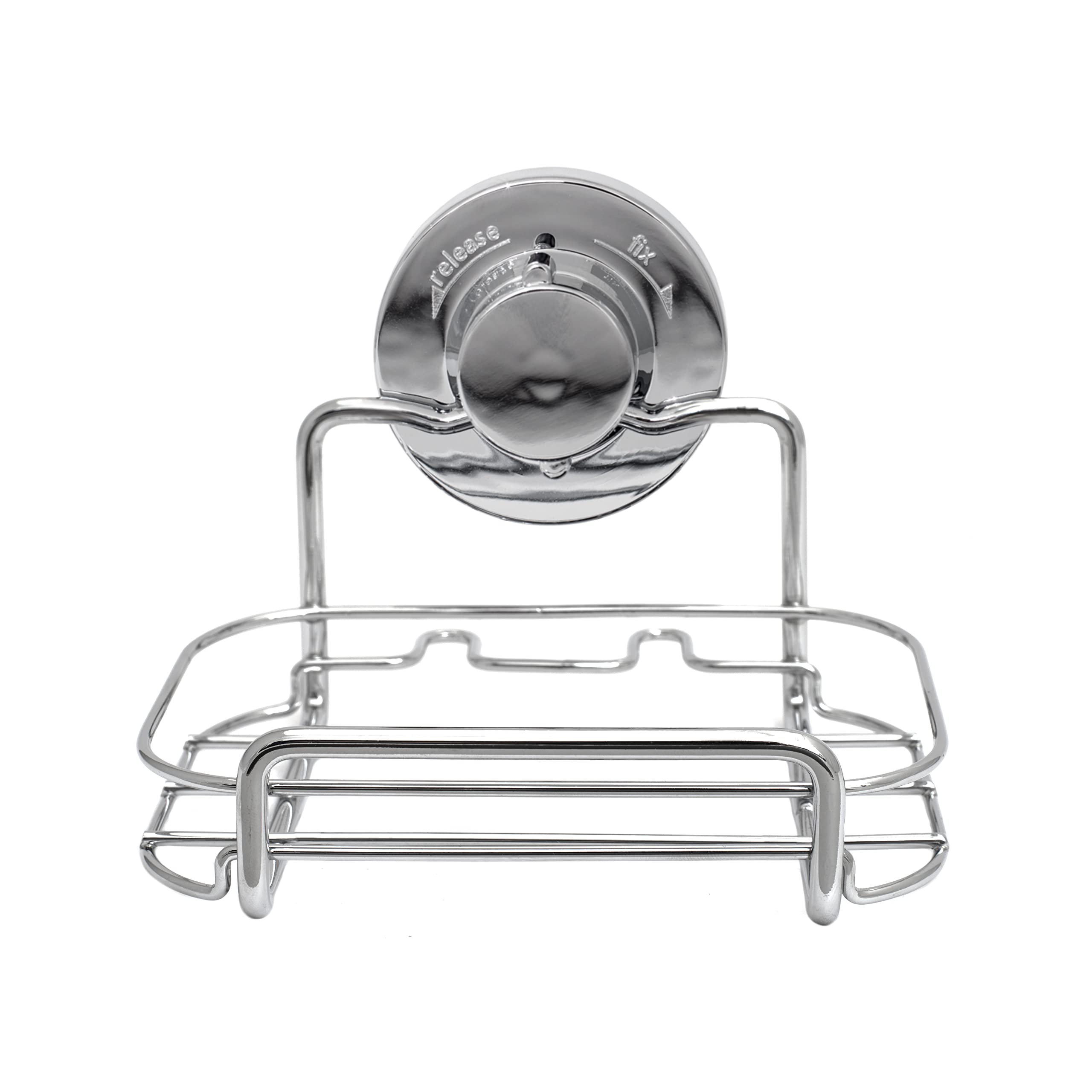 BlissHome Lock 'n Roll Suction Cup Soap Dish – Rust-Resistant Chrome