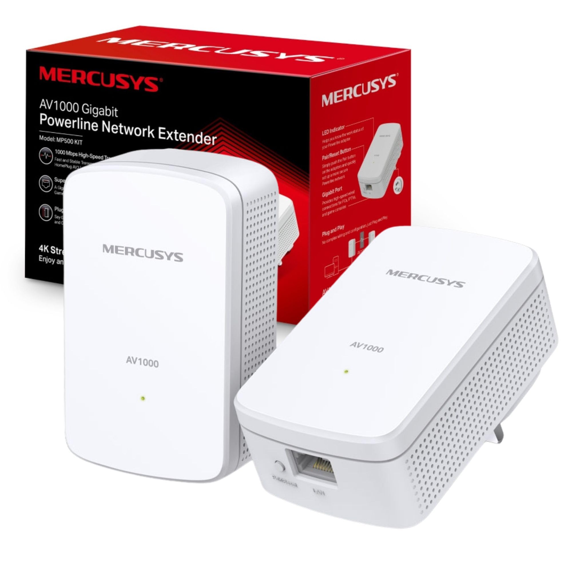 Mercusys MP500KIT AV1000 Gigabit Powerline Adapter Kit | 1000 Mbps Speed
