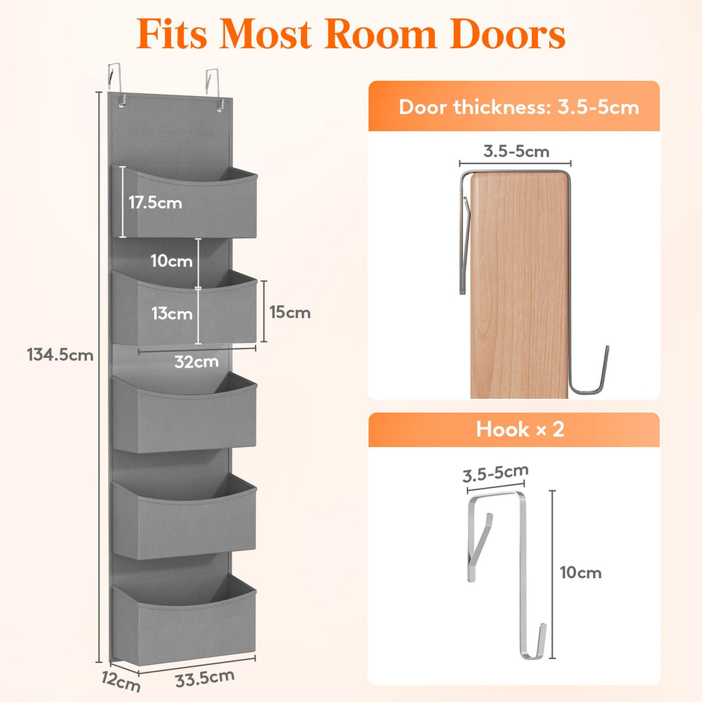 Lifewit Over the Door Storage, Wardrobe Storage Organiser, 4 Shelf, Gray - image 2
