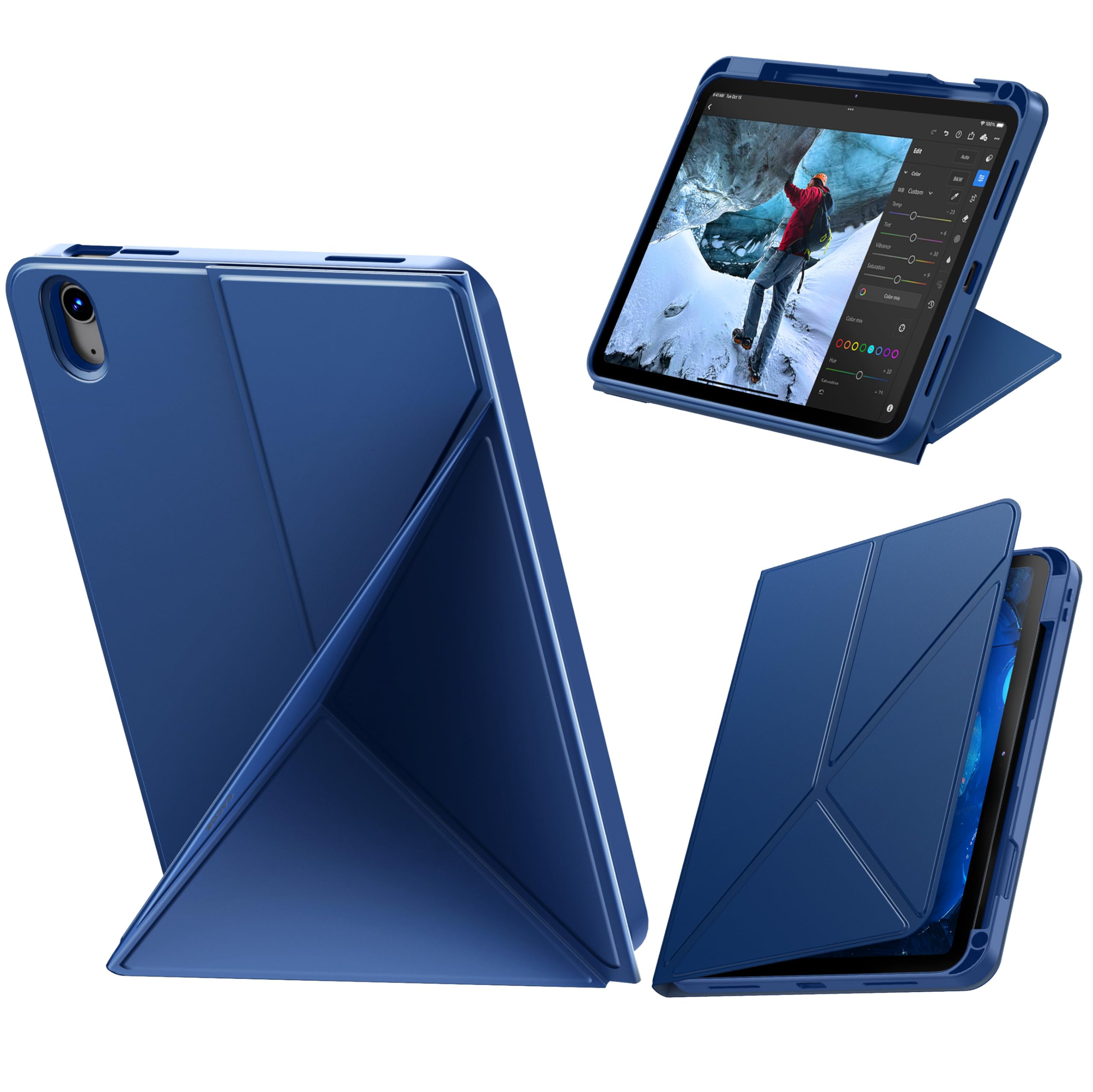 CACOE iPad 11/10th Gen Case with Pencil Holder & Auto Sleep – Sea Blue