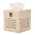 BTSKY Square Wooden Tissue Box Cover – Rattan Facial Paper Dispenser
