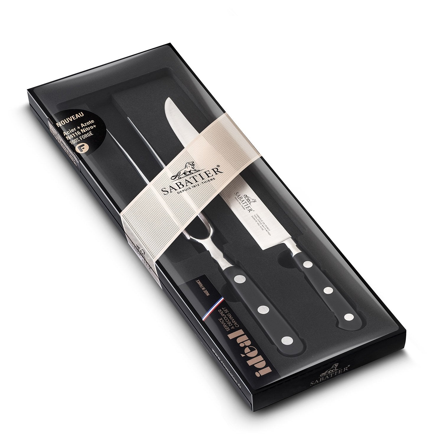 Sabatier Meat Carving Set – 100% Forged Stainless Steel Knife and Fork
