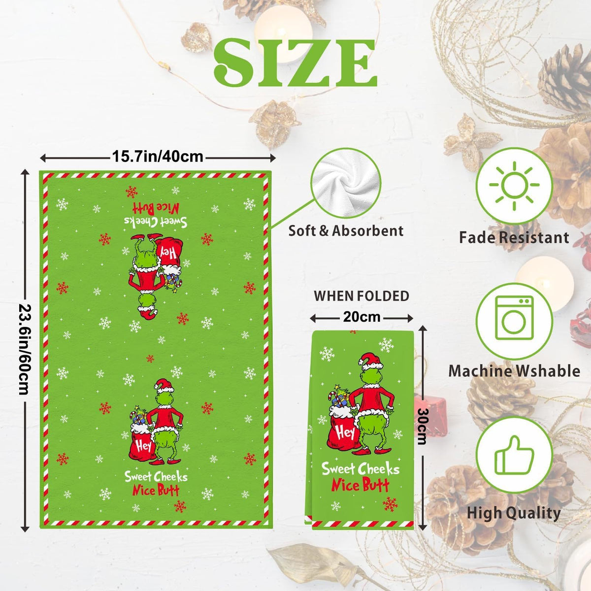 VITEVER Christmas Hand Towels Decorations, Decorative Christmas Kitchen Towels Dish Towels Decorations, Drying Towels Set Gift for Bathroom - image 2