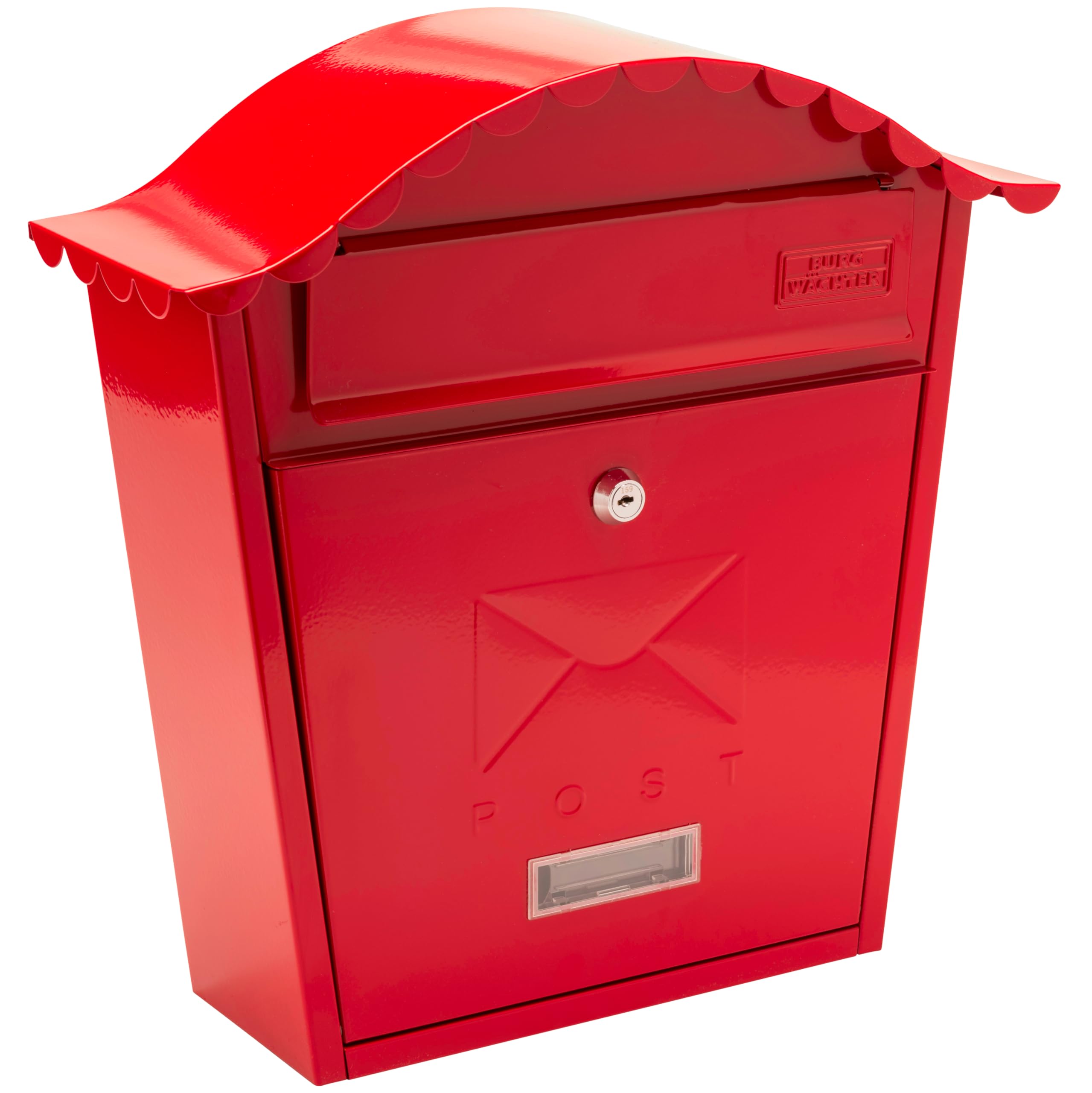 Burg-Wachter Red Wall Mounted Steel Post Box - Lockable & Weatherproof