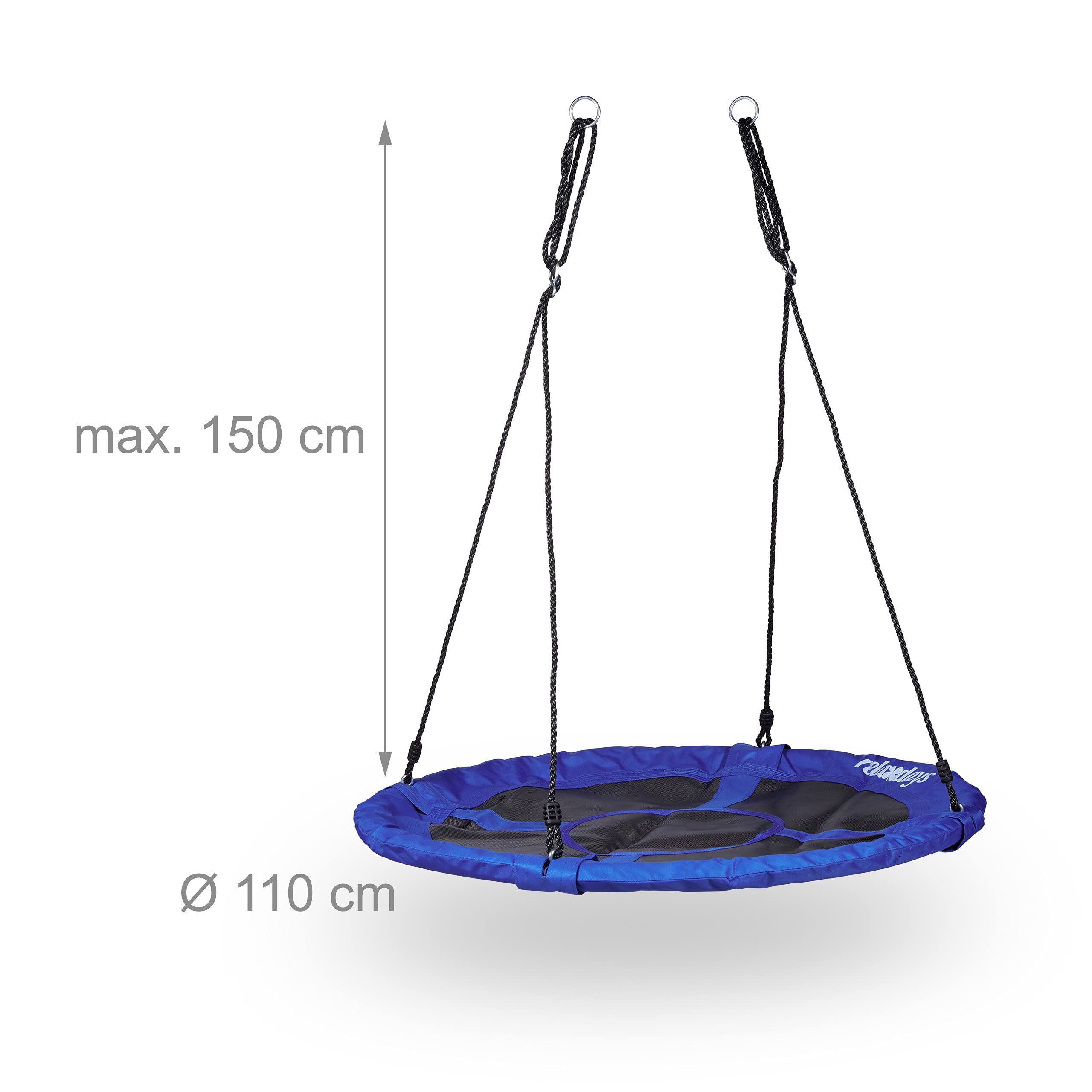 Relaxdays Round Nest Swing – Enclosed Outdoor Plate Swing, Dark Blue