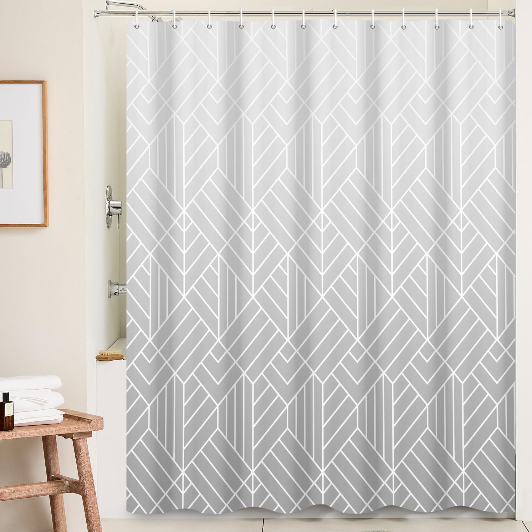 Ttincceer Grey Marble Shower Curtain | 71x71 Waterproof Modern Fabric