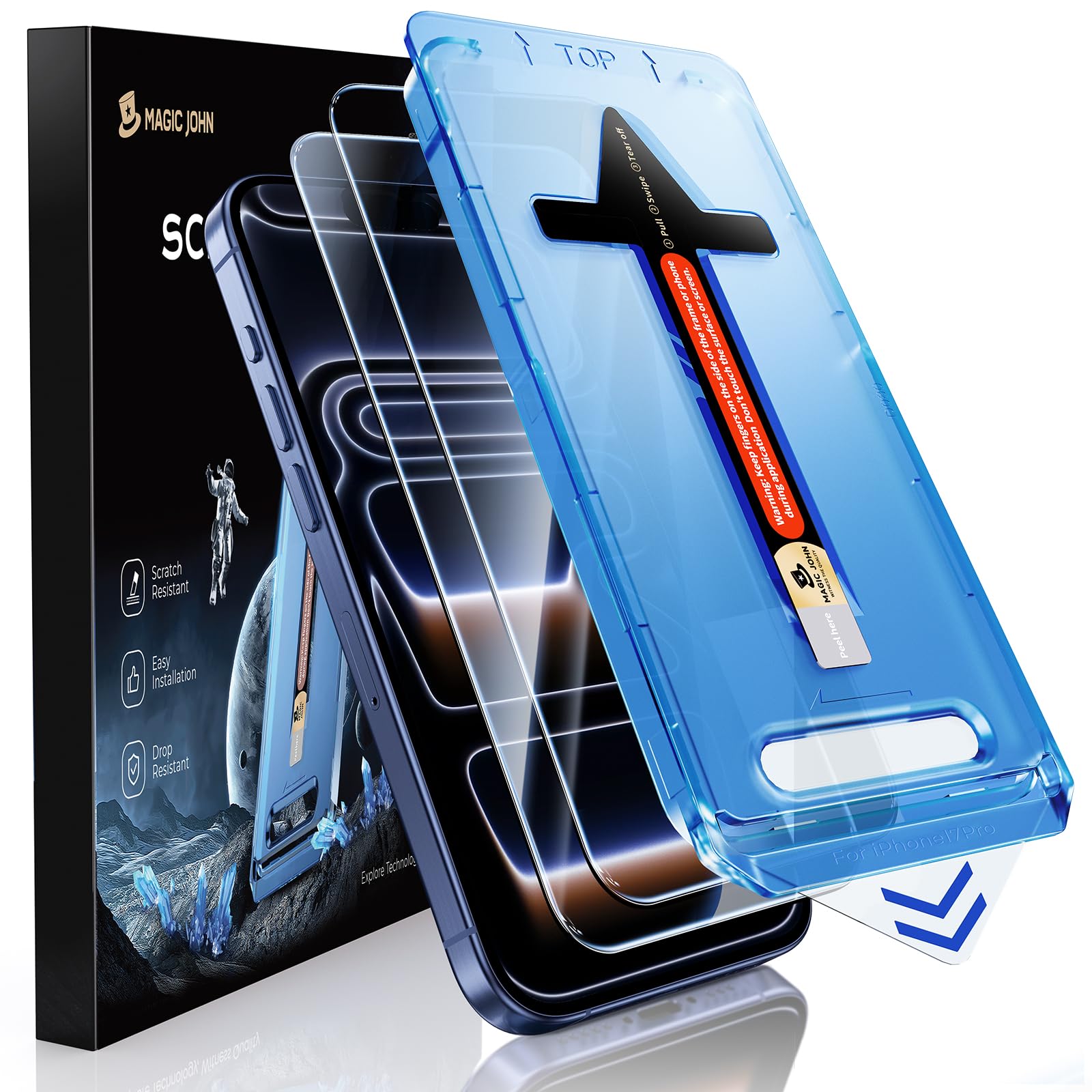MAGIC JOHN iPhone 17 Pro Tempered Glass Screen Protector – 2 Pack