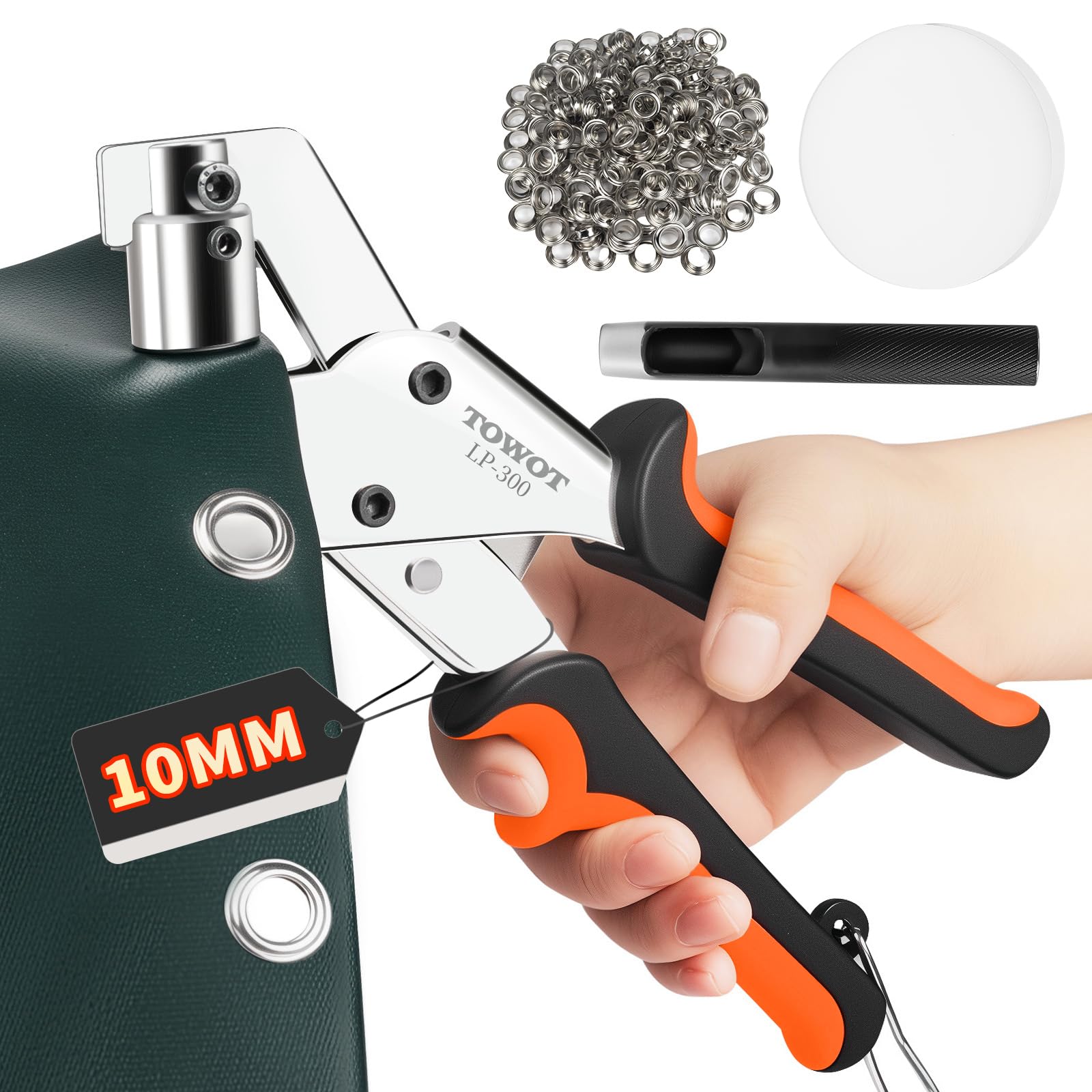 TOWOT Grommet Eyelet Punch Kit with 500pcs 10mm Eyelets for Leather