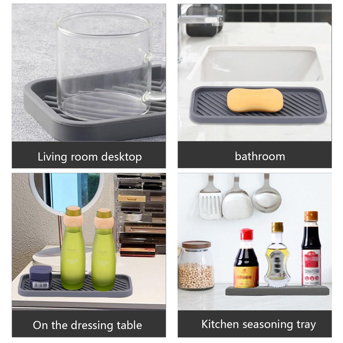 Kitchen Bathroom Sink Sponge Soap Organiser Holder Tray Silicone, 2 Pcs - image 4