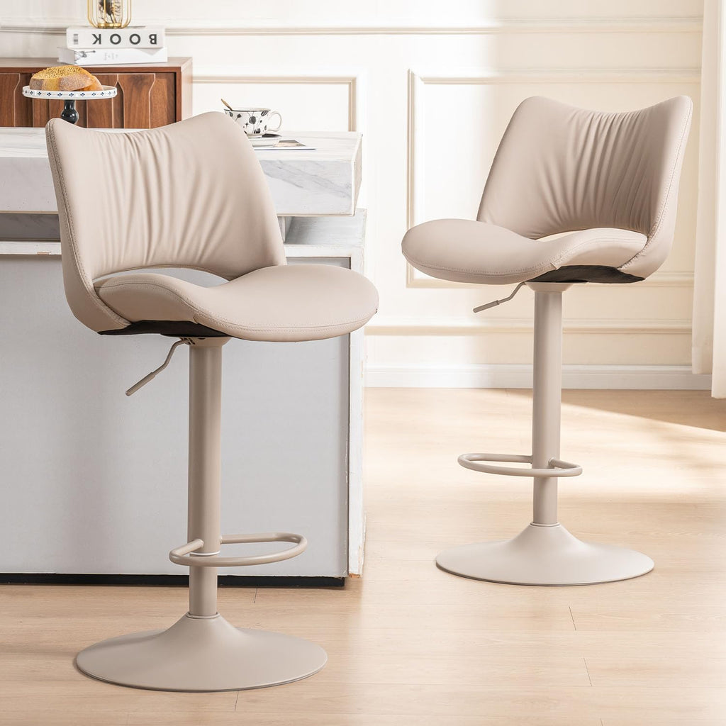 YOUNUOKE Bar Stools Set of 2, Adjustable Breakfast Bar Stools, All Khaki - image 1
