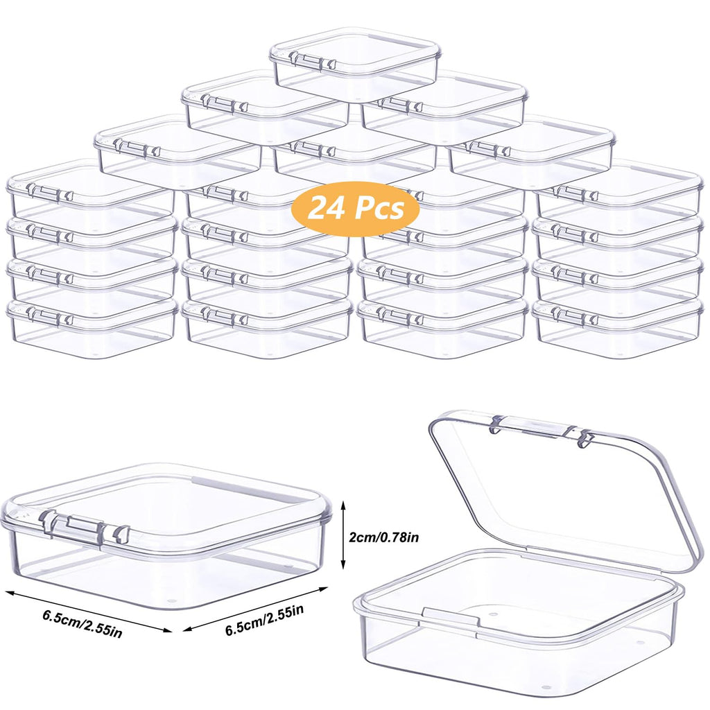 Prmape Pack of 24 Storage Boxes with Lid, Small, 6.5 x 6.5 x 2 cm, Rectangular Empty Mini Storage Box