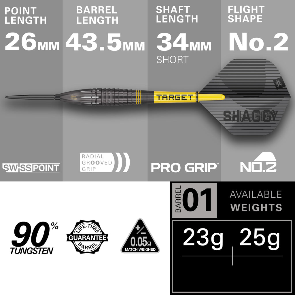 Target Darts Scott Williams Black Out 90% Tungsten Steel Tip Darts - 25g