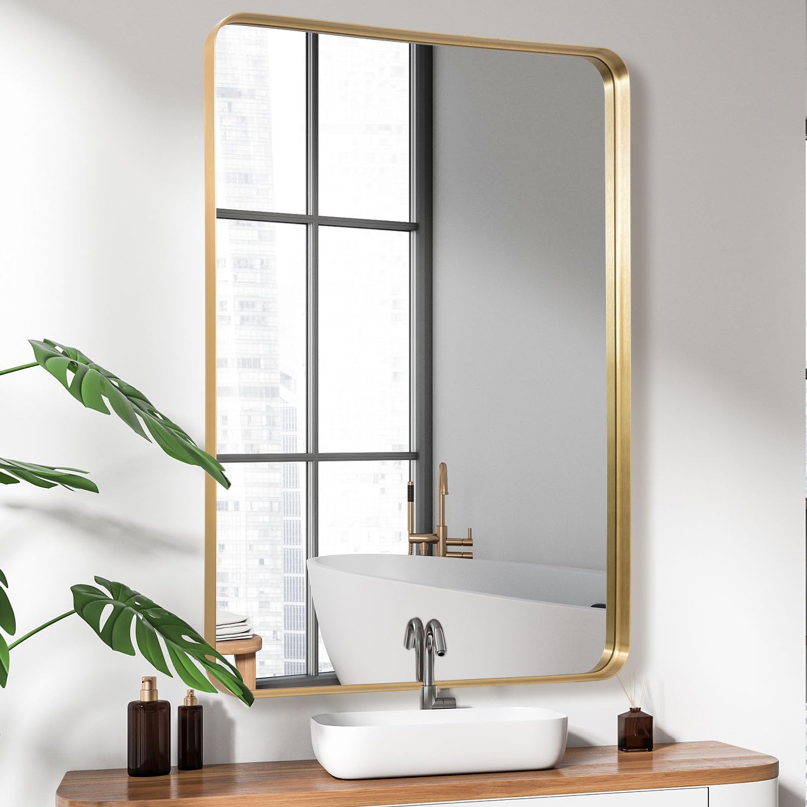 LunaMirror Gold Bathroom Vanity Mirror | 60x90cm Rectangle Wall Decor
