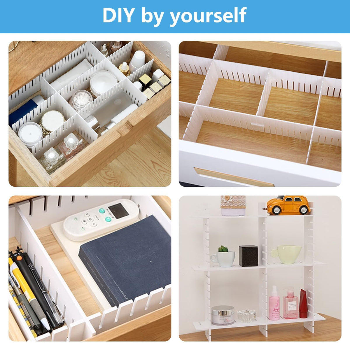 Tomoyuki 24pcs Drawer Dividers Adjustable, Drawer Organiser - White - image 3