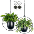 VDYXEW Metal Hanging Flower Pot | Modern Indoor Outdoor Planters, Black, 2-Pack
