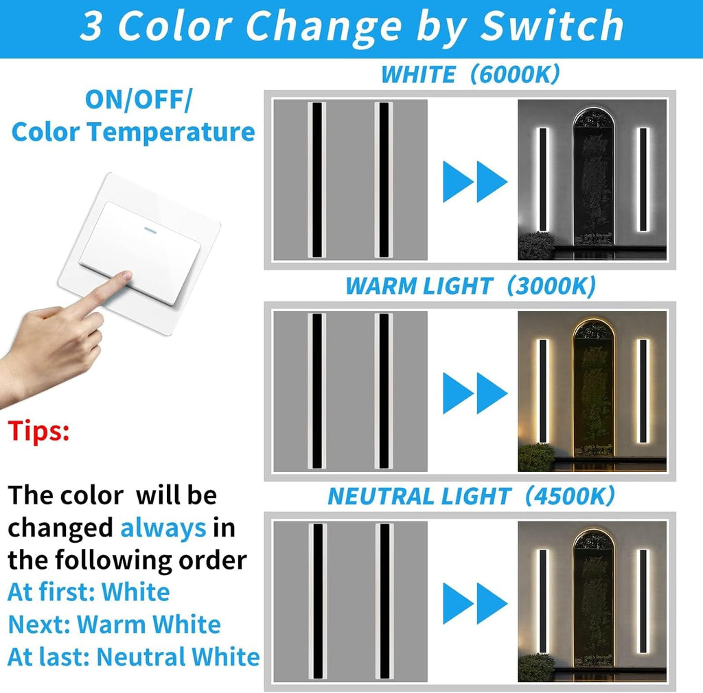 Mikeru LED Outdoor Wall Light – 80cm Modern IP65 Strip Sconce 31W