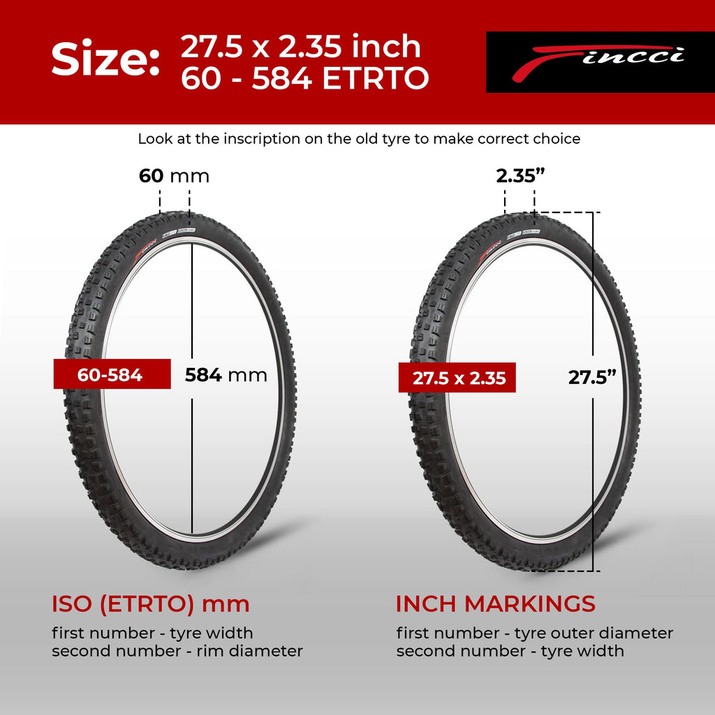 Fincci 27.5 x 2.35 MTB Tyres | Foldable Mountain Bike Tires - Pack of 2