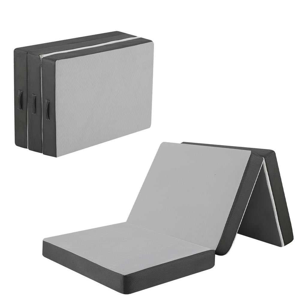 MeMoreCool Tri-Fold Mattress | 10cm Single Foam Guest Floor Mat – Grey