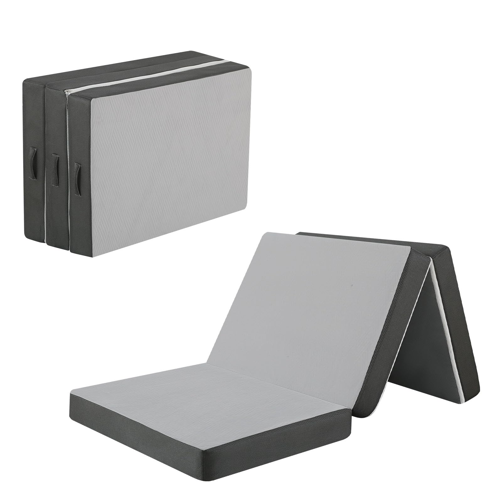 MeMoreCool Tri-Fold Mattress | 10cm Single Foam Guest Floor Mat – Grey